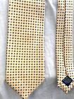 BRIONI TIE A LIGHT GOLD WITH BLUE AND BROWN PATTERN SMOOTH SILK MADE IN ITALY