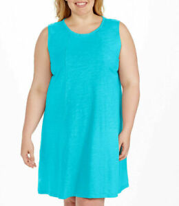 NWT FRESH PRODUCE 3X Marissa Sun Tank Dress Bluefin Turquoise Cotton Jersey USA