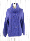 Vintage Chelsea Young Medium M Purple Cowl Neck 50% Mohair Sweater Cable Knit