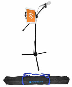 Rockville RVMIC5 Tripod Microphone Mic Stand w/ Boom+Gooseneck w/iPad Clip+Bag