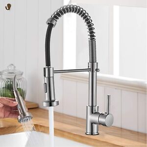Kitchen Sink Faucet stainless steel Swivel Single Handle Pull Down Sprayer Mixer