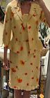 Vtg NOVIELLO-BLOOM 100% SILK 2 pc Spring Yellow Floral Tank Dress & Jacket Sz 4