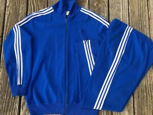 Vtg Adidas Track Suit 80s 70s Jacket Pants blue Made in Yugoslavia sz 9 XL