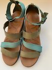 Keen Sandals Womens 9.5 Skyline Ankle Strappy Wedge Blue/ Green Leather T89