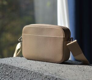 Urban Craft Korea Genuine Leather Bread Mini Shoulder Cross Body Bag Purse Beige