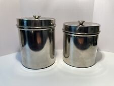 Set Of Two Vintage Stainless Steel Canisters With Lids Retro Style Made In India
