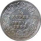 British India 1897 ❛¼-Rupee❜ Silver Coin, Queen Victoria, VF