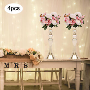 4Pcs Gold Wedding Flower Stand Trumpet Vases For Table Centerpieces Decoration