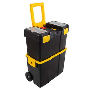 New ListingStalwart Portable Tool Box with Wheels - Stackable 2-in-1 Tool Organizers