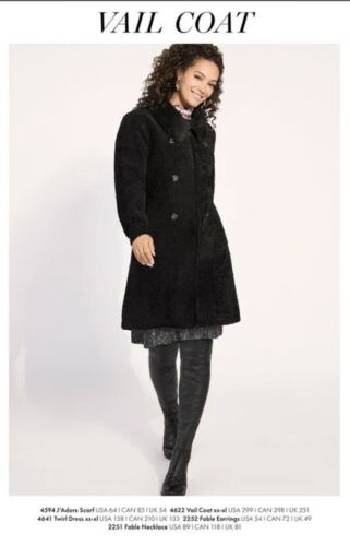 CABI Fall 2023 #4622- Black Vail Teddy Bear Coat - Large, Sold Out  - NEW