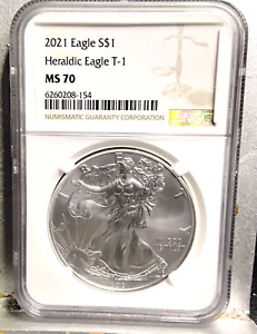 New Listing2021 Silver American Eagle NGC MS70 Heraldic Eagle T-1 Last Day Of Production