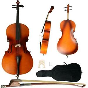 Professional Cello 4/4 Full Size BassWood Set with Bag+Bow+Rosin+Bridge
