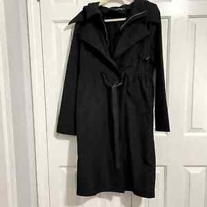 Pretty Little Thing Black Hooded Belted Trench Coat Lightweight Womens 10