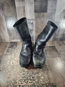 HARLEY DAVIDSON HUSTIN BLACK LEATHER HARNESS MOTORCYCLE BOOTS #95353 12W