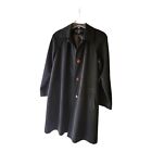 Gallery Black Trench Coat Womens Sz XS Overcoat Raincoat Washable Polyester