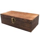 Wood Storage Box with Lid Solid Wood Container Box Decorative Table Large Brown