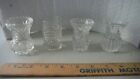 LOT OF FOUR CLEAR CRYSTAL GLASS TOOTHPICK HOLDERS, DIFFERENT STYLES
