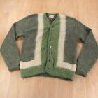 SEARS mohair wool striped cardigan sweater LARGE vtg 60s usa made cobain grunge