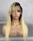 100% human remy hair 1B/613 platinum blonde lace front wig