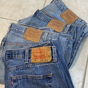 Lot Of 4 Levi’s Jeans Mens 38x30 Med Wash Denim 501 550 505 Vintage & Modern S77