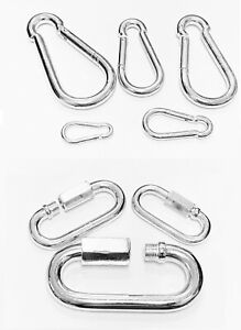 Stainless Steel Safety Spring Snap Hook & Chain Quick Links Heavy Duty Easy Use