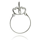 Two Hearts Charm Holder Pendant - 925 Sterling Silver - Add Charms Display Gift