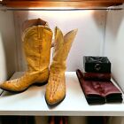Rodeo Bravo Yellow Brown Genuine Crocodile Boots Mens Size 11.5