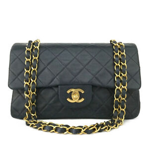 CHANEL Navy Blue Double Flap 23 Quilted CC Lambskin w/Chain Shoulder Bag/3X0005