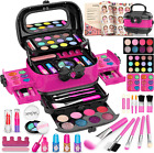 58 Pcs Kids Makeup Kit for Girl, Princess Toys Real Washable Cosmetic Set with M