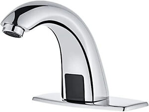 Luxice Automatic Touchless Bathroom Sink Faucet with Hole Cover Plate, Chrome