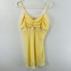 Vintage Womens L L.A. Intimates Babydoll Lingerie Set Sheer Yellow Top Bottom