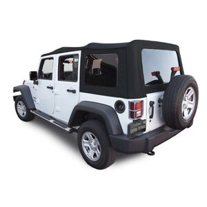 Jeep Wrangler Soft Top for 2010-2017 4DR JK, Tinted Windows, Black Twill (For: Jeep Wrangler)