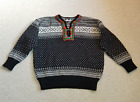 Womens Sweater-DALE OF NORWAY-black/ivory Nordic/Norwegian wool clasp po ls-M
