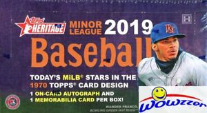 2019 Topps Heritage Minor League Baseball Factory Sealed HOBBY Box-2 AUTO/MEM