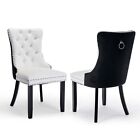 Leather Dining Room Chairs Set of 2/4/6/8 With Wood Legs Armchair Kitchen Modern
