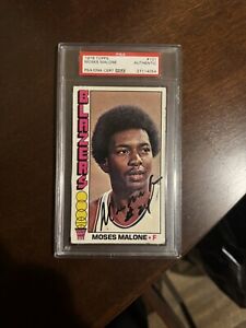 1976 Topps Moses Malone Autographed & Inscription #24 PSA Authentic
