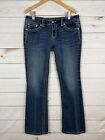 MISS ME Signature Boot Jeans Womens 32/34 Denim Heavy Stitch Flap Pocket Stretch
