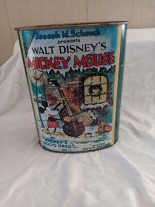 Vintage Mickey Mouse Metal Waste Basket 