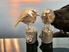 Set of 2 Silver/Resin Bird Sculpture Figurines by Libra Distinctive Interiors
