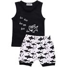 Boys Baby Clothes Shark Vest Top and Stripe Shorts Cotton breathable