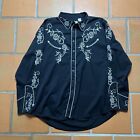 Scully XXL Western Shirt Black Heavily Embroidered Pearl Snap Ponderosa
