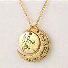 I Love You to the Moon and Back Necklace Pendant Jewelry Gold Color 6-8