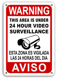 CCTV Warning Home Security Video Surveillance Camera Sign English/Spanish AVISO