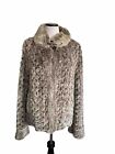 Chinchilla Rex Rabbit Coat Real Fur Knitted Jacket SIZE SMALL Brown Gray