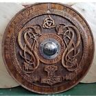 Viking Shield With Carved Norse Runic Ornaments Battleworn Wooden Shield 24 inch