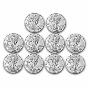 2024 1 oz American Silver Eagle Coin BU (Lot of 10)