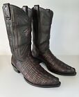 Men’s Yeehaw Cowboy Caiman Crocodile Tail Boots Black Cherry Genuine Size 12 D