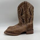 Laredo Martie Mens Brown Leather Square Toe Pull On Western Boots Size 9.5 D