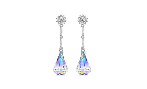 Aurora Borealis Crystal Drop Earrings Made With Crystals From Swarovski