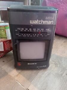Sony MEGA Watchman FD-510 B&W TV-FM/AM Receiver RADIO WORKS TV NOT!